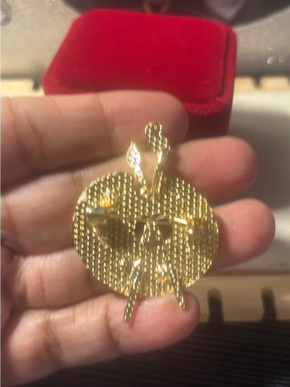 Gold-Tone Artist Palette Brooch with White Enamel and Multicolor Crystals